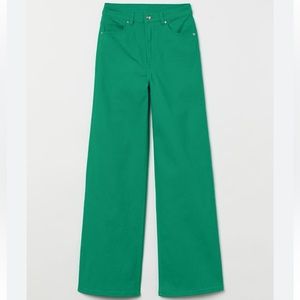 H&M Wide Leg Twill Pants Green